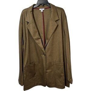 Croft & Barrow‎ Jacket Brown Herringbone Button Front Pockets in Size 4X NWT